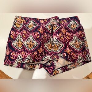 J. Crew Stretch City Fit Multicolor Paisley Patterned Shorts Size 00